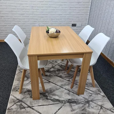 The Range Dining Table and 4 White Tulip Chairs kitchen set of 4 Oak Dining Table - White