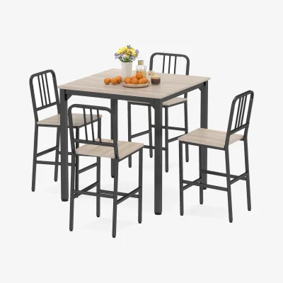 The Range 5-Piece Wooden Counter Height Dining Set - Grey