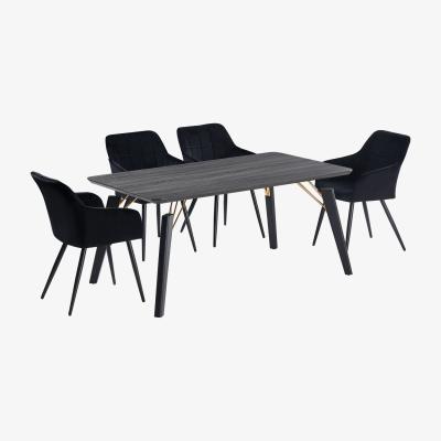 The Range Camden Cosmo LUX Dining Set Includes a Table and Chairs Set of 4 - Black