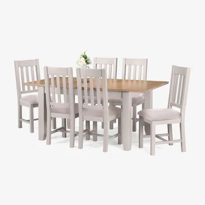 The Range Richmond Extending Table and Chairs Set - Grey / 1 Table and 6 Chairs