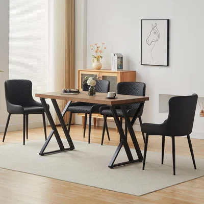 The Range 5 Piece Industrial Style Dining Set with Oak Effect Table Top - Oak