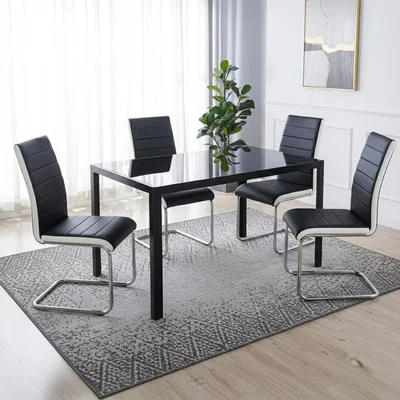 The Range Kosy Koala Rectangle Dining Table Set With 4 Chairs Dining Room Furniture - Black