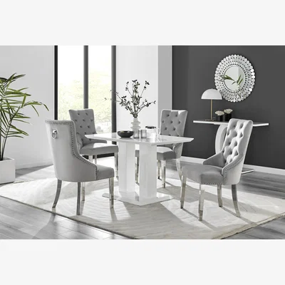 The Range White Imperia 4 Table and 4 Belgravia Chairs - Grey