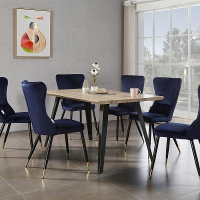 The Range New York Rocco LUX Dining Set Includes a Table and Chairs Set of 6 - Blue