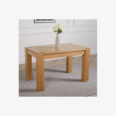 The Range Kuba 125 x 80cm Chunky Oak Small Dining Table and 4 Berkeley Leather Chairs - Brown