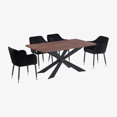 The Range Verona Duke LUX Dining Set with a Table and 4 Velvet Chairs - Black