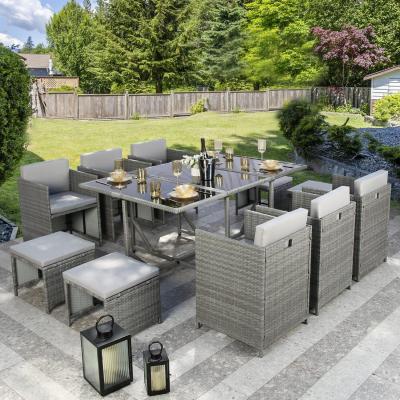 The Range Athena 10 Seater Rattan Cube Dining Set - Grey