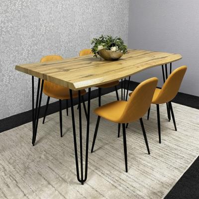 The Range Dining Table and Chairs Set Modern Table and 4 Mustard Dining Chairs - Brown