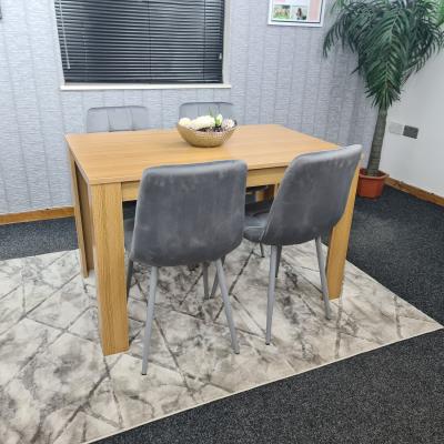 The Range Oak Dining Table And 4 Tufted Velvet Grey Chairs - Oak Grey