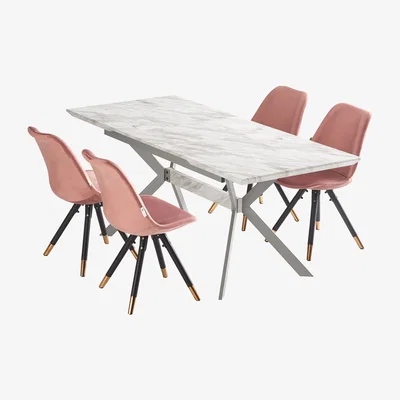 The Range Sofia Blaze LUX Dining Set Includes an Extendable Table and Chairs Set of 4 - Pink