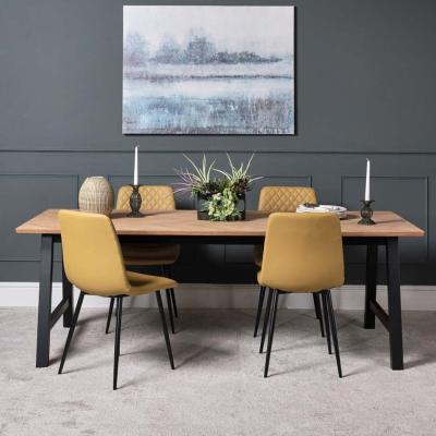 The Range Bromley Dining Table 220cm  4 Ripley Dining Chairs - Mustard