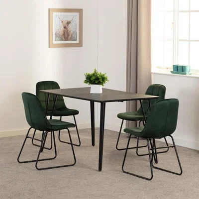 The Range Marlow and Lukas Dining Set Black Marble Effect - Black Marble Effect - Emerald Green Velvet