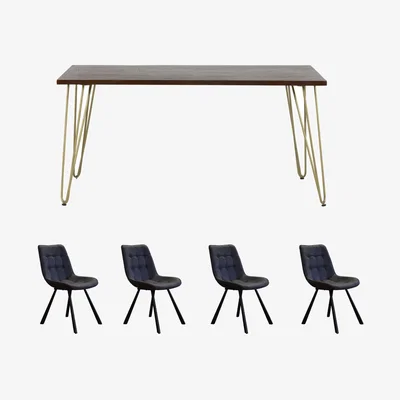 The Range Dallas Dark Mango Wood Rectangular Dining Table Set With 4 Chairs - Dark Wood