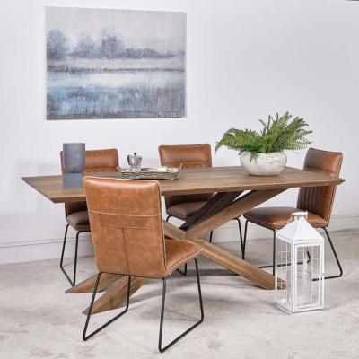The Range Harlow 200cm Dining Table  4 Hardy Dining Chairs - Tan / 95cm