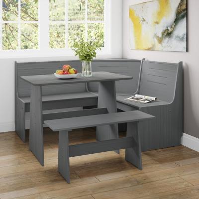 The Range Layla Corner Dining Set with Table and Benches - Grey / Grey Top
