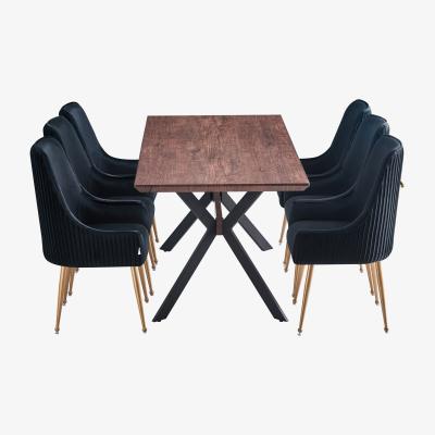 The Range Soho Blaze LUX Dining Set Includes a Table and Chairs Set of 6 - Black