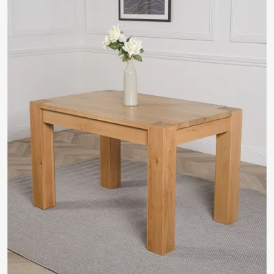 The Range Kuba 125x80cm Chunky Oak Small Dining Table and 4 Washington Fabric Chairs - Grey