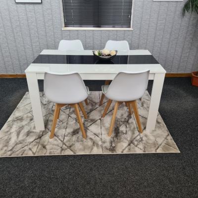 The Range Kitchen dining table and 4 White Tulip Chairs Set of 4 dining set  - Black White