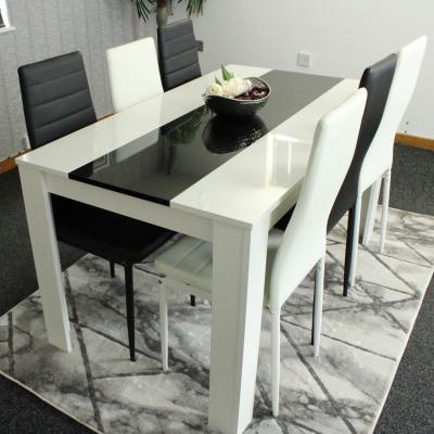The Range Modern White and Black Dining Table with 6 Mixed Chairs - Black & White