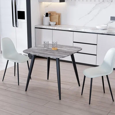 The Range Aspen Dining Set with Grey Oak Table and 2 Curve Plastic Chairs  - Light Grey