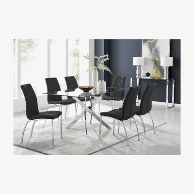 The Range Leonardo Dining Table and 6 Isco Chairs - Black