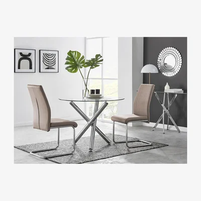 The Range Selina Round Dining Table  2 Lorenzo Chairs - Yellow