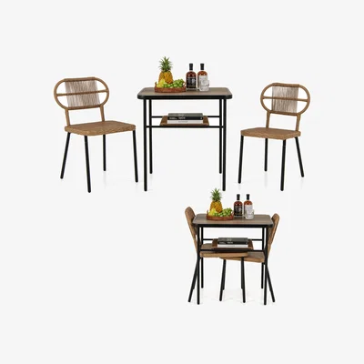 The Range 3 Piece Stackable Chairs and Dining Table - Brown