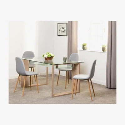The Range Milan and Barley Dining Set - Glass Table and 4 Fabric Chairs