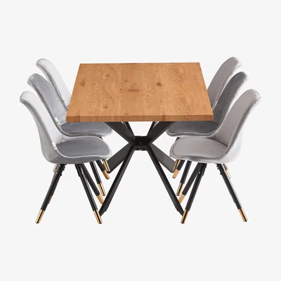 The Range Sofia Duke LUX Dining Set with a Table and 6 Chairs - Light Grey