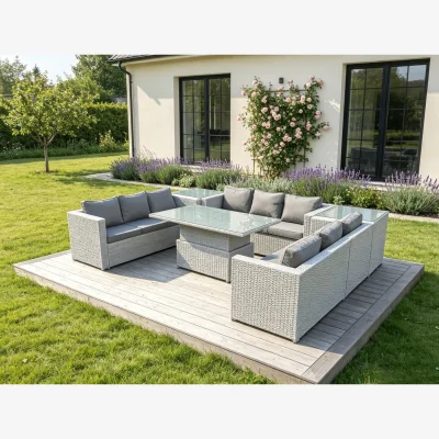 The Range Adjustable Rising Lifting Table Dining Sets - Light Grey Mixed