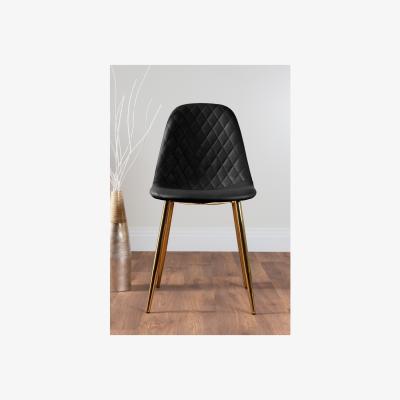 The Range Giovani Round Grey Large 120cm Table  4 Corona Gold Chairs Set - Black