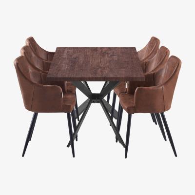The Range Zarah Duke Dining Set with a Table and 6 Chairs - Brown