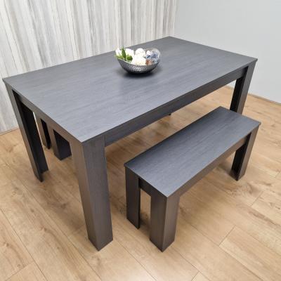 The Range Dining Table with 2 Benches Set - Charcoal