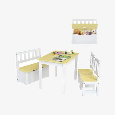 The Range 2-In-1 Toddler Table Storage Bench Set - Brown