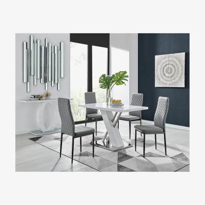 The Range Sorrento 4 White Dining Table  4 Milan Black Leg Chairs - Grey