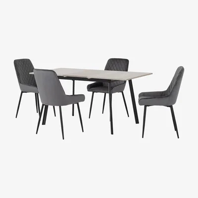 The Range Avery Extending Dining Set with Avery Chairs - Concrete Effect and Grey Chairs