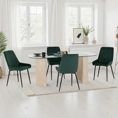The Range Modena Dining Set with Avery Chairs - Green