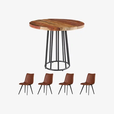 The Range Reclaimed Boat Small Wood Square Dining Table Set With 4 Chairs - Multicolour
