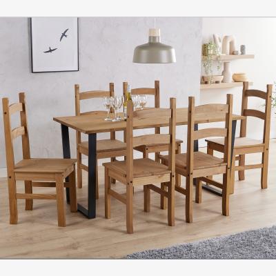 The Range Texas large dining table with 6 chairs set - Antique waxed pine