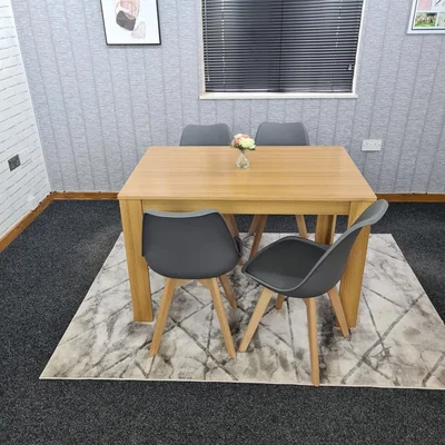 The Range Oak Dining Table Set With 4 Grey Tulip Chairs - Oak Grey