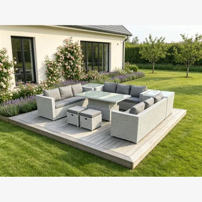 The Range Adjustable Rising Lifting Table Dining Set - Light Grey Mixed