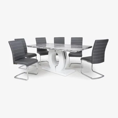 The Range Neptune Large Table and 6 Callisto Dining Chairset - Grey
