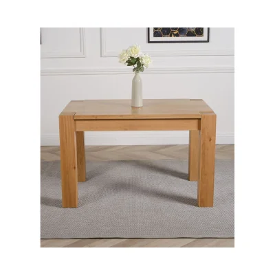The Range Kuba 125 x 80 cm Chunky Oak Small Dining Table and 4 Lola Fabric Chairs - Black