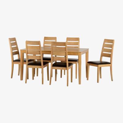 The Range Logan Large Dining Set table and 6 chairs - oak varnish