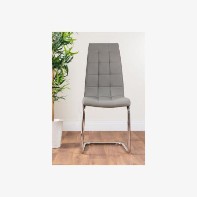 The Range Palma White High Gloss Round Dining Table and 6 Murano Chairs - Grey