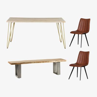 The Range Dallas Light Mango Wood Rectangular Dining Table Set With 2 Chairs 1 Bench - Light Wood