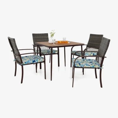The Range 5 Pieces Patio Dining Set - Brown