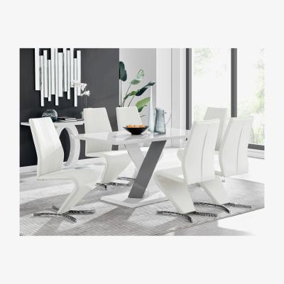 The Range Monza White High Gloss Dining Table  6 Willow Chairs - White