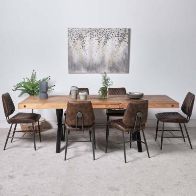 The Range Urban 180-240cm Dining Table  6 Digby Dining Chairs - Brown