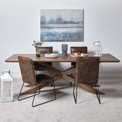 The Range Harlow 240cm Dining Table  4 Hardy Dining Chairs - Dark Brown